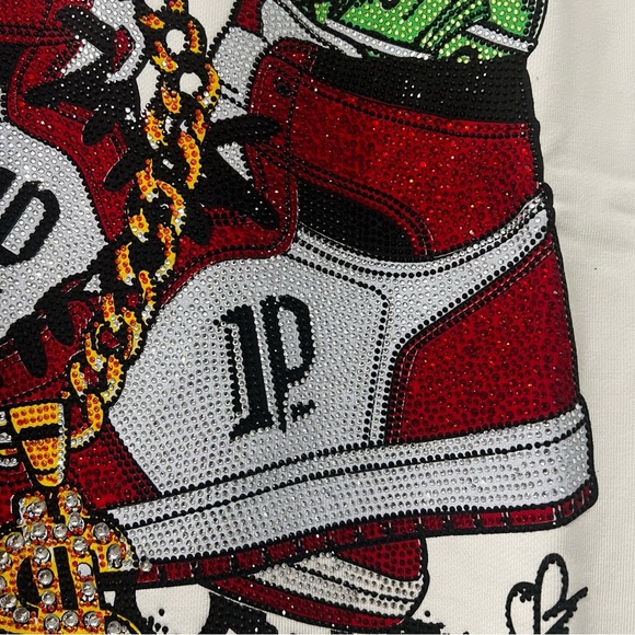 Left Point Sweatshirt Money Sneakers Graffiti Rhinestones Y2K 90s Streetwear 3XL - Picture 7 of 16